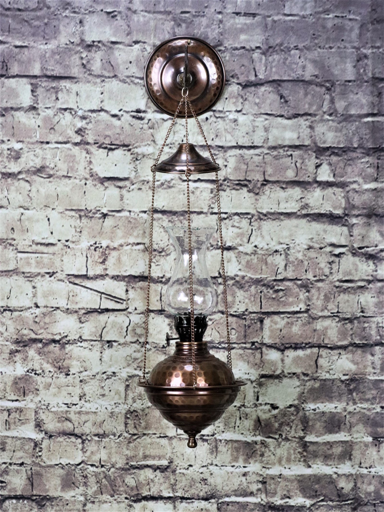 Bakır Gaz LambasıSonay BakırcılıkMiray Eskitme Duvar Askılı Küçük Bakır Gaz Lambası