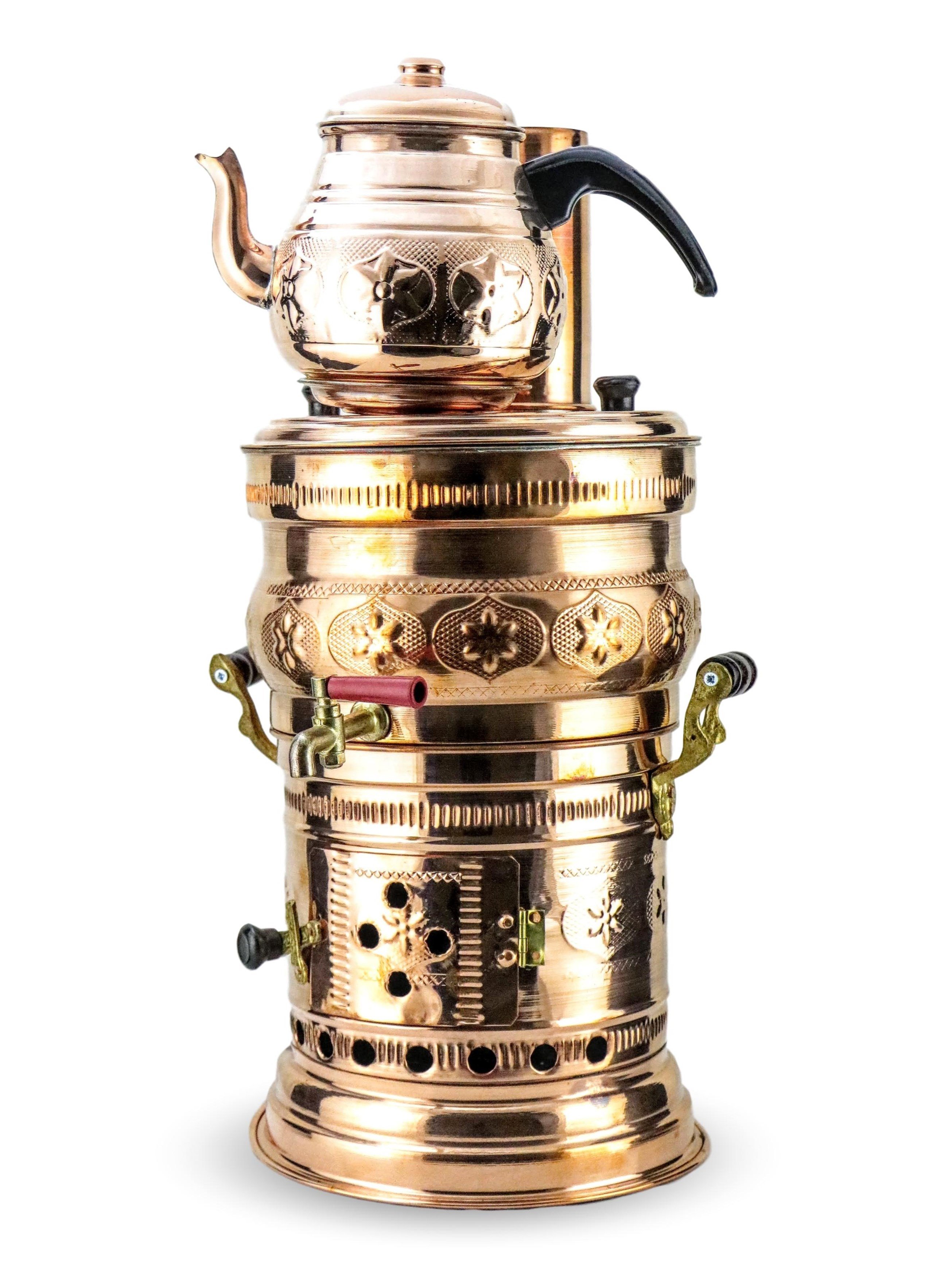 Odunlu ve Kömürlü Bakır Semaver 4 Lt 