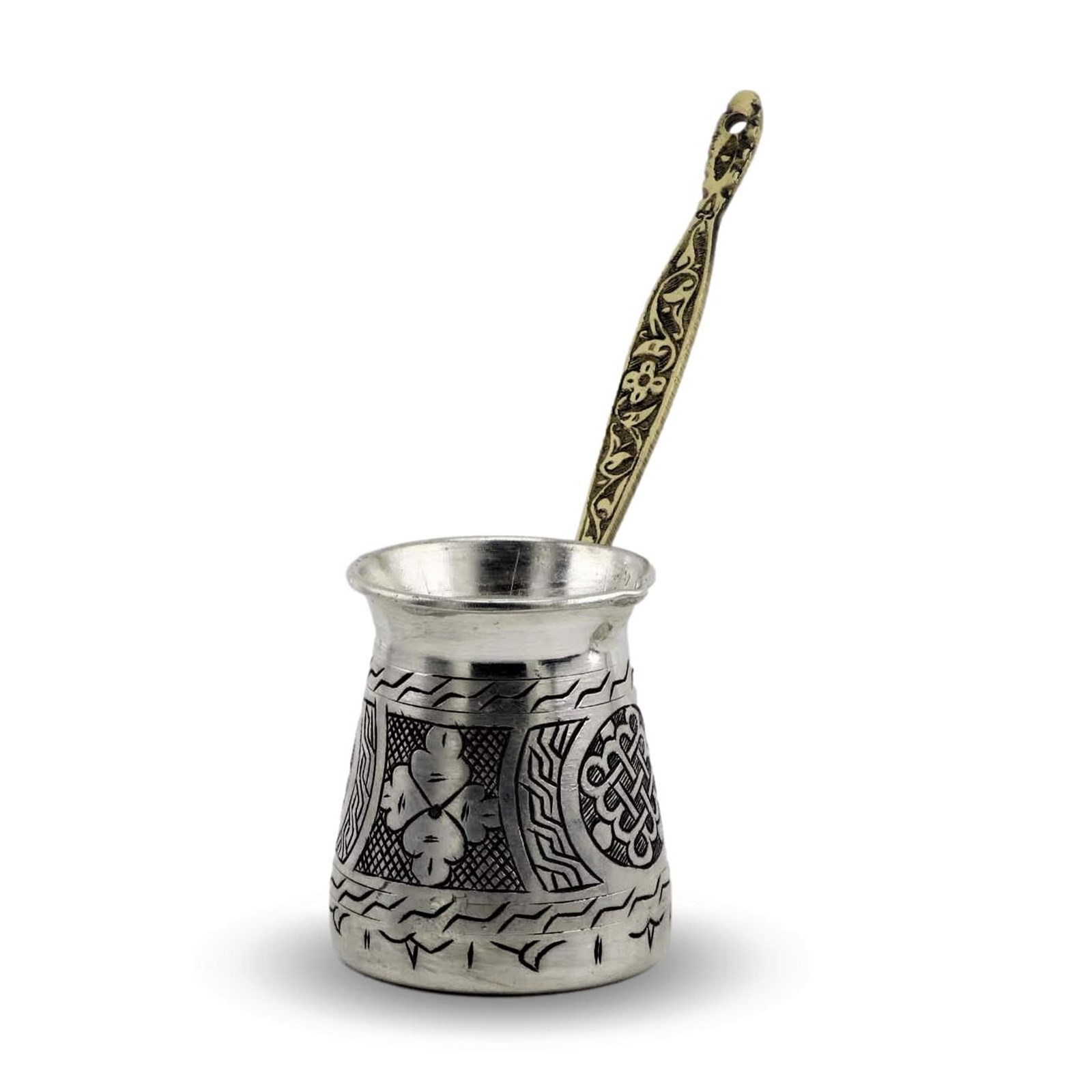 Kalın İşlemeli Kalaylı Bakır Cezve 250 ml