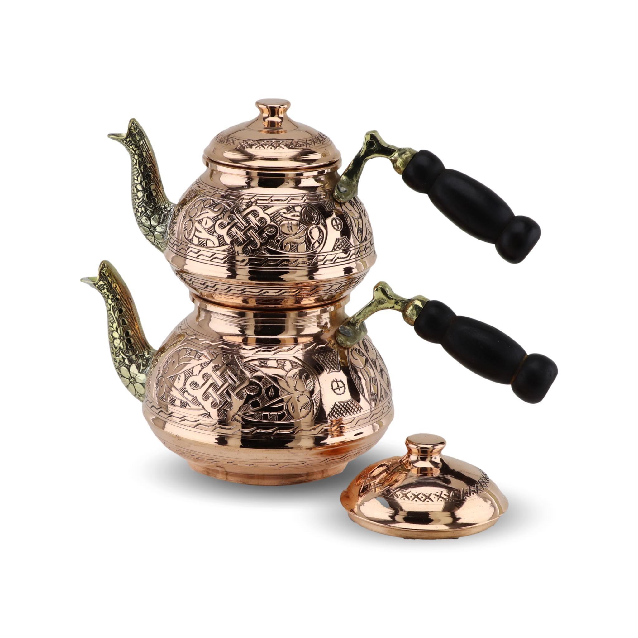 Kazıma Bakır Çaydanlık Takımı 1,5 Lt