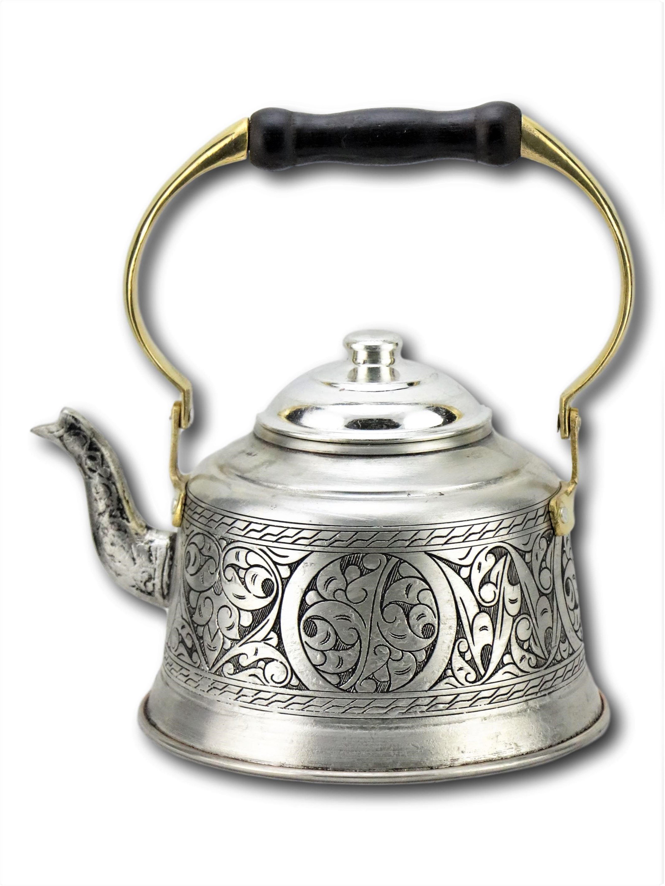 Bakır ÇaydanlıkSonay BakırcılıkZımbalı Eskitme İşlemeli Ihlamur Demliği 1 mm Kalınlık