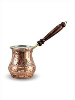 Bakır Cezve Sonay BakırcılıkGül Çiçek Eskitme Bakır Sütlük Cezve 