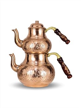 Bakır ÇaydanlıkSonay Bakırcılıkİşlemeli Keski Kırmızı Bakır Çaydanlık