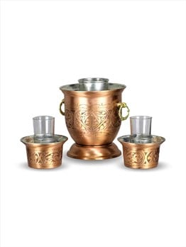 Ehli KeyfSonay BakırcılıkKalın Eskitme Keski İşlemeli Bakır Rakı Şişelik Ehli Keyf Takımı 