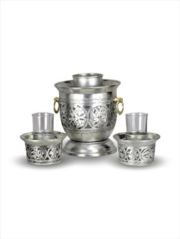 Ehli KeyfSonay BakırcılıkKalın Kalay Kaplama Keski İşlemeli Bakır Rakı Şişelik Ehli Keyf Takımı