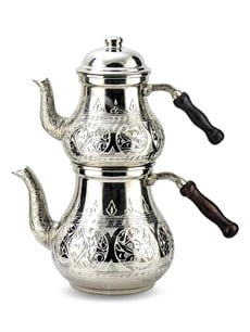 Kalın Keski İşleme Armut Bakır Çaydanlık