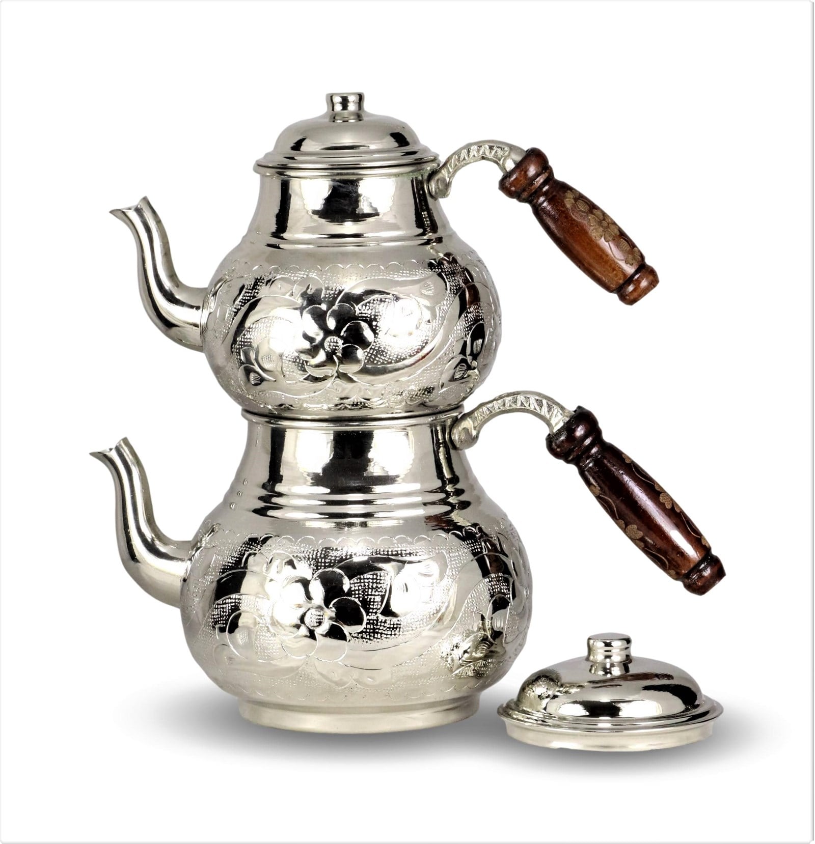 Copper TeapotSonay Bakırcılık1 mm Çiçek İşleme Kalın Bakır Aile Boyu İşlemeli Bakır Çaydanlık 