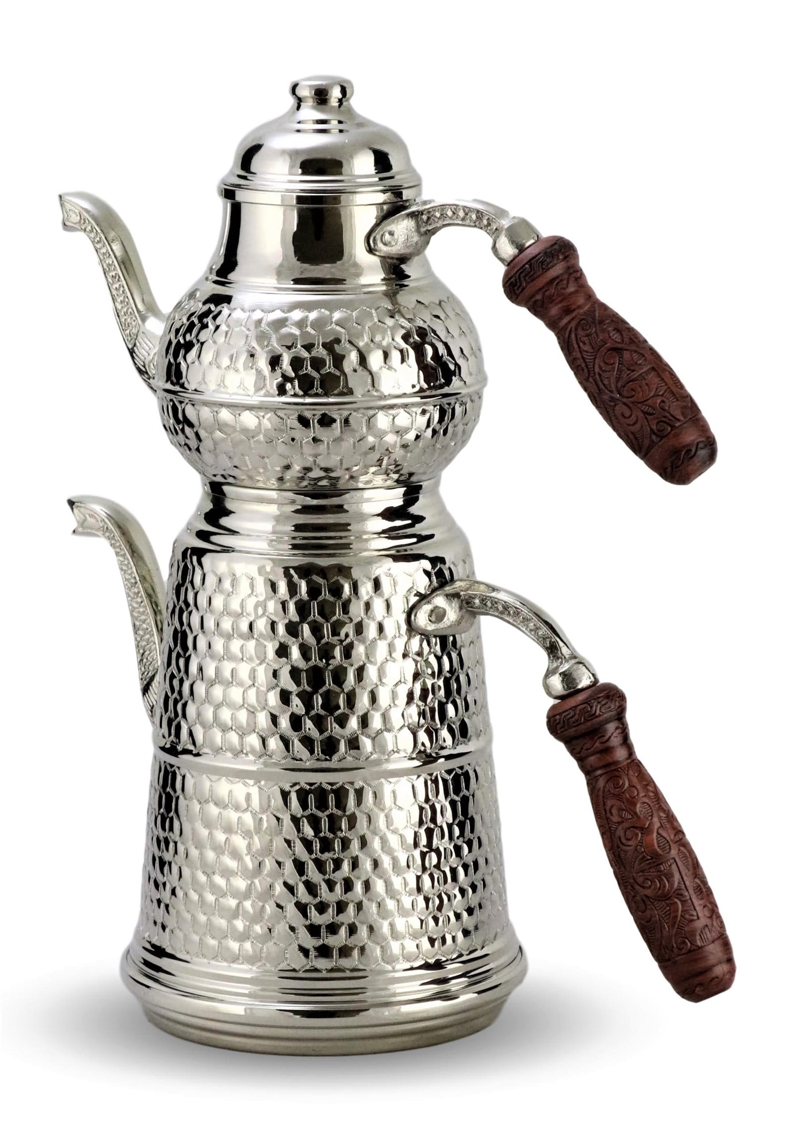 Bakır ÇaydanlıkSonay Bakırcılık1 mm Kalın Nikelli Petekli İşlemeli Düz Bakır Çaydanlık