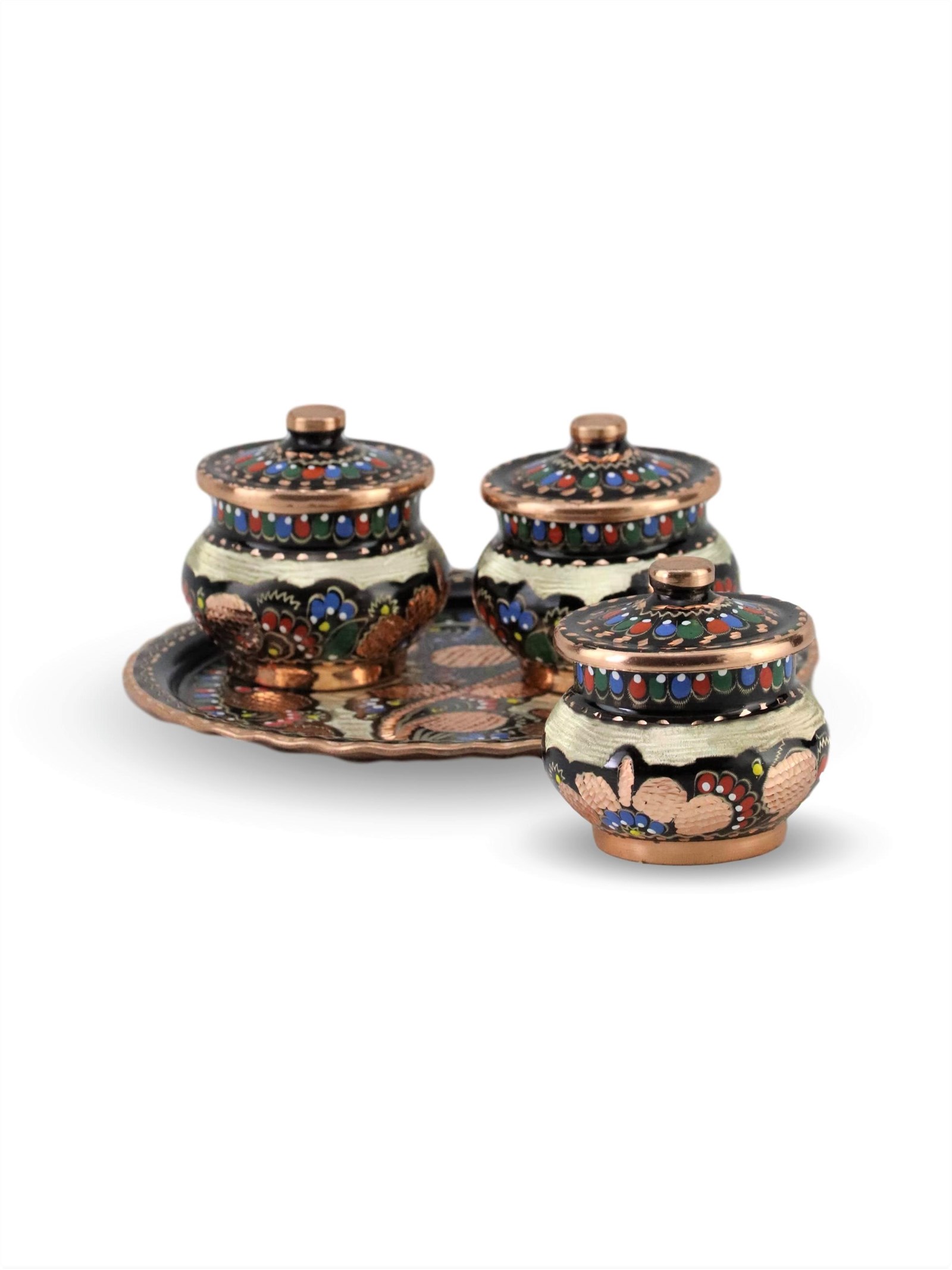 Copper Spice ContainerSonay Bakırcılık3 lü Gül Çiçek Minik Bakır Baharatlık