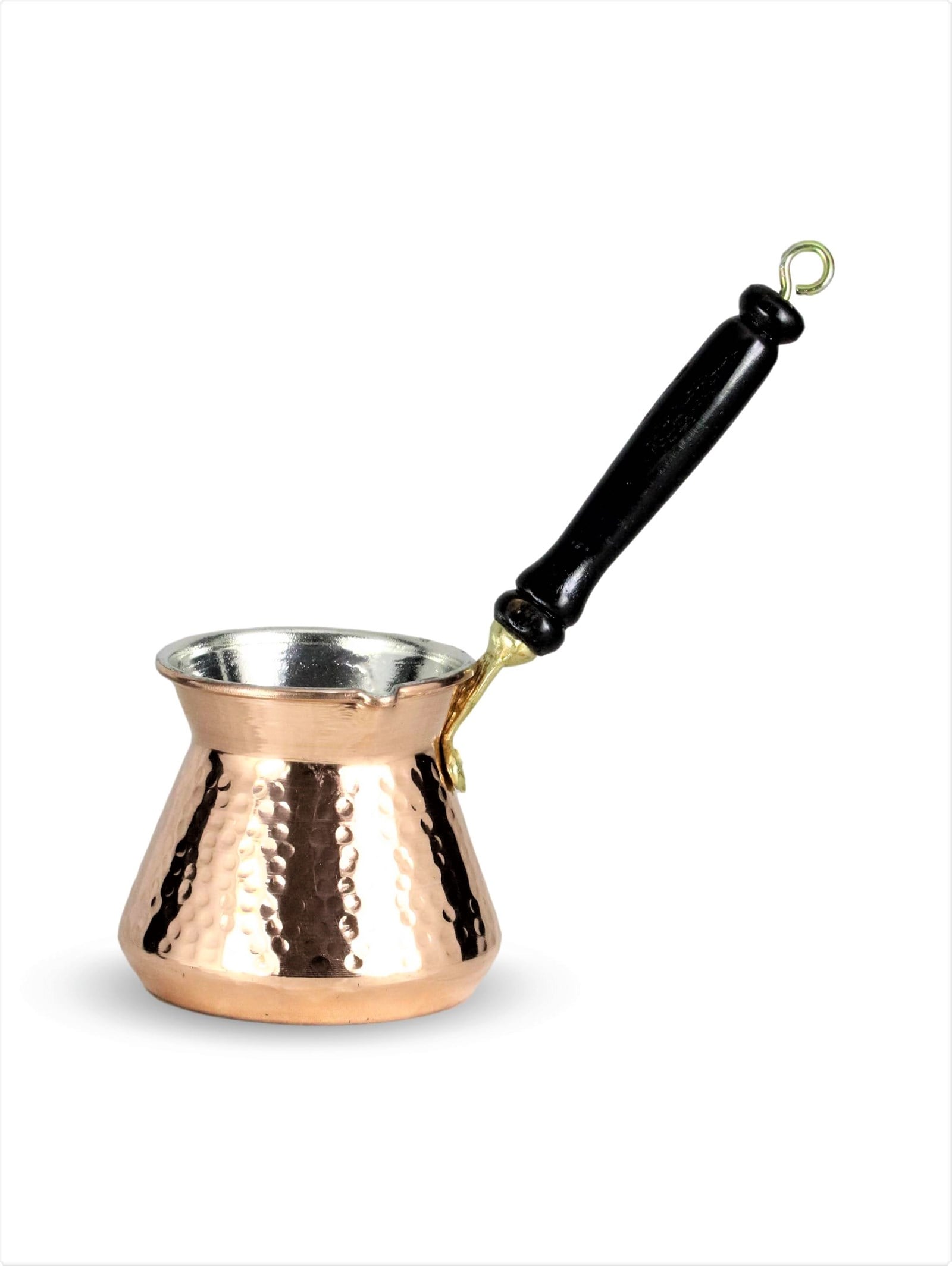 Copper Coffee PotSonay BakırcılıkAhşap Sap Kalın Dövme Topak Bakır Cezve 225 ml