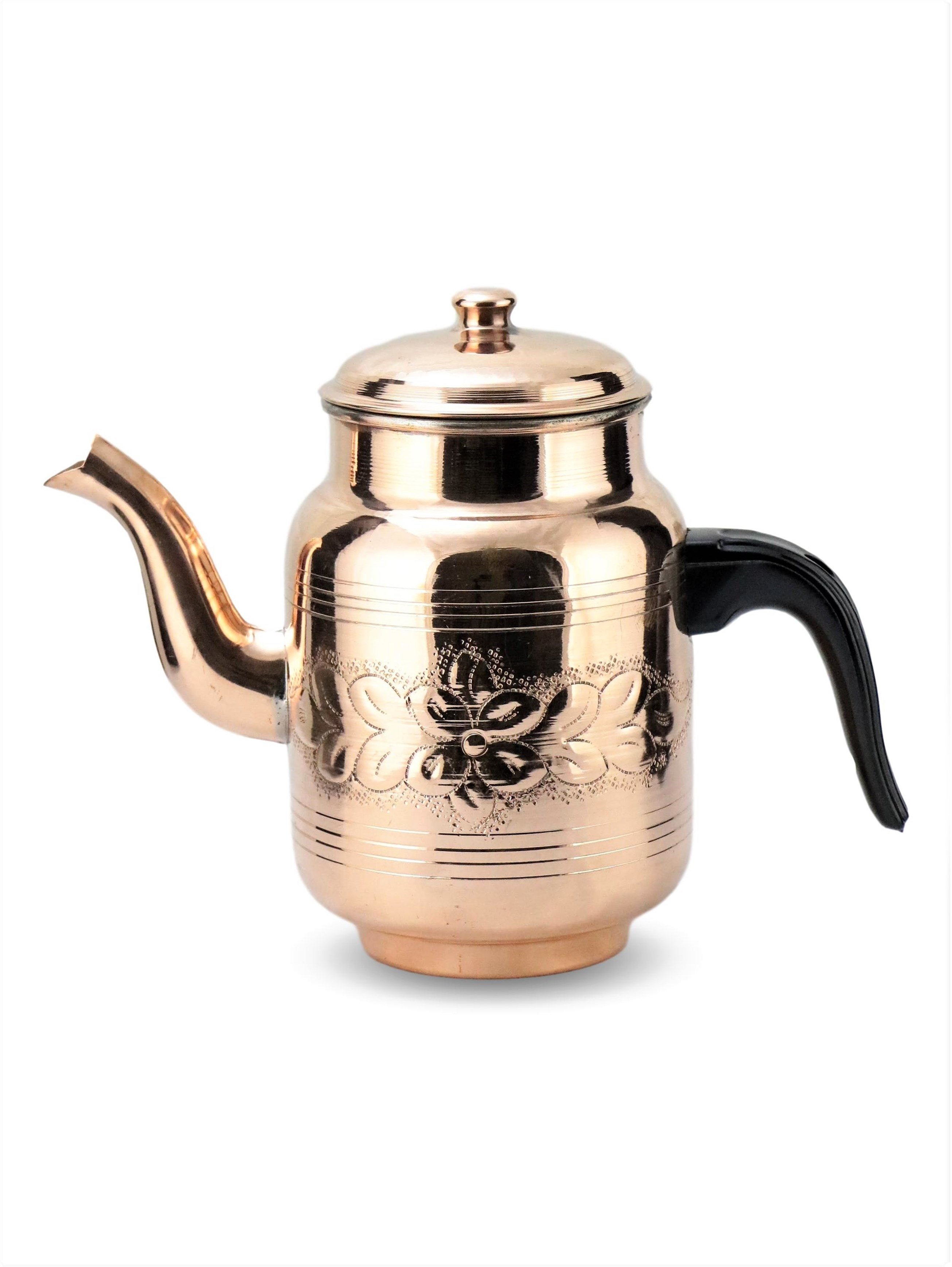 SONAYCOPPER Copper Teapot Kettle, Teapot for Samovar, Single Teapot 1.4 Lt