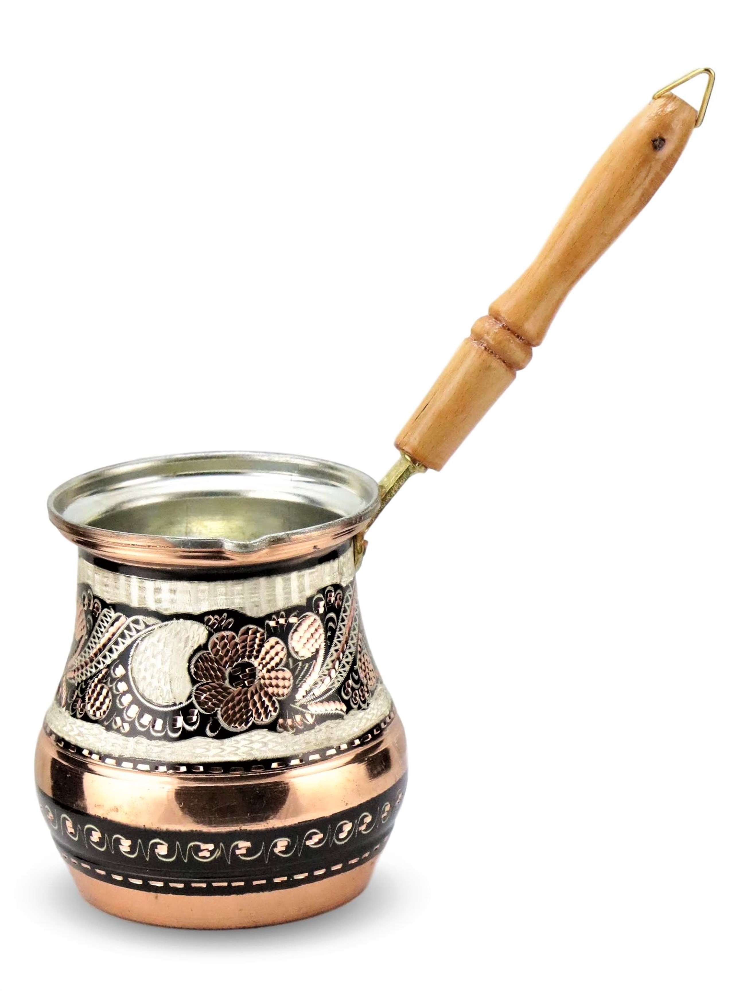 Gül Çiçek Bakır Sütlük Cezve 