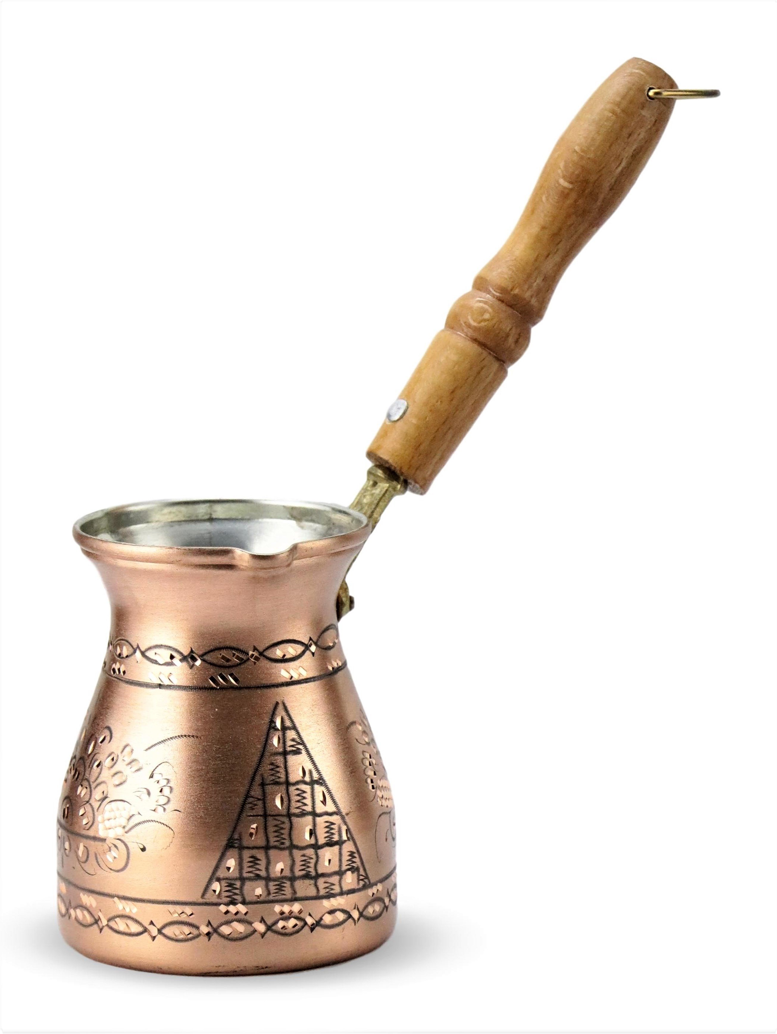 Bakır Cezve Sonay BakırcılıkGül Çiçek Eskitme Bakır Cezve 5-6  Fincanlık