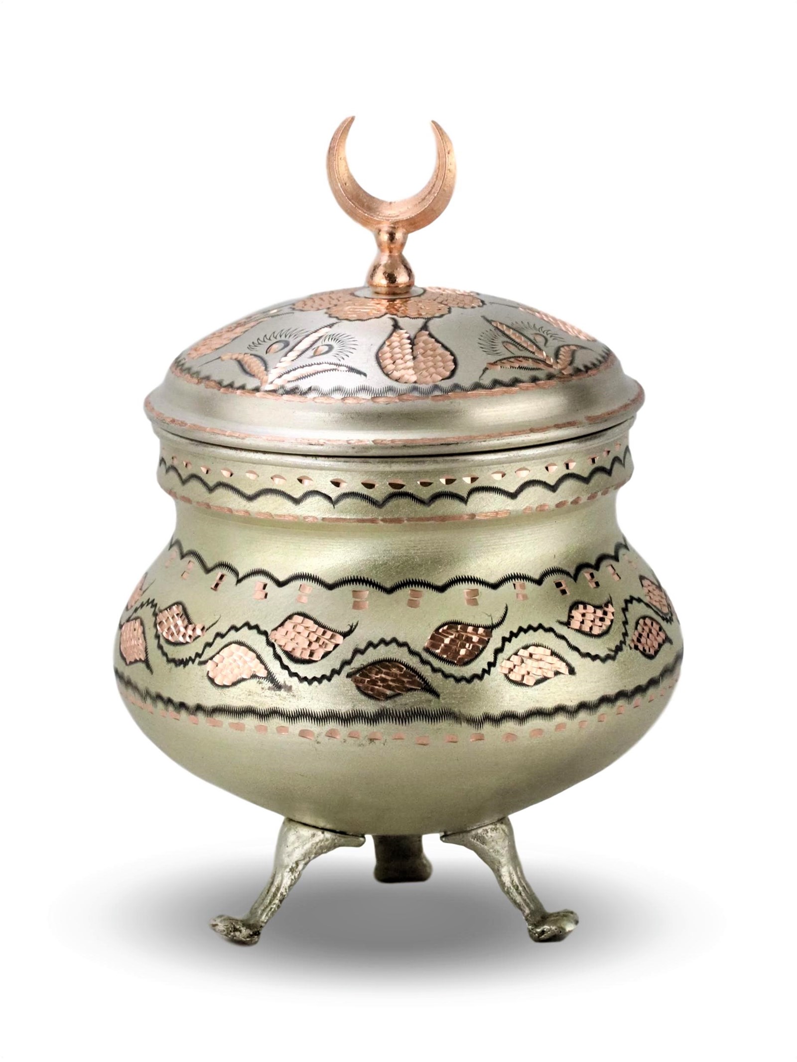 Bakır Baharatlık ve ŞekerlikSonay BakırcılıkGül Çiçek Gümüşlü Bakır Şekerlik 