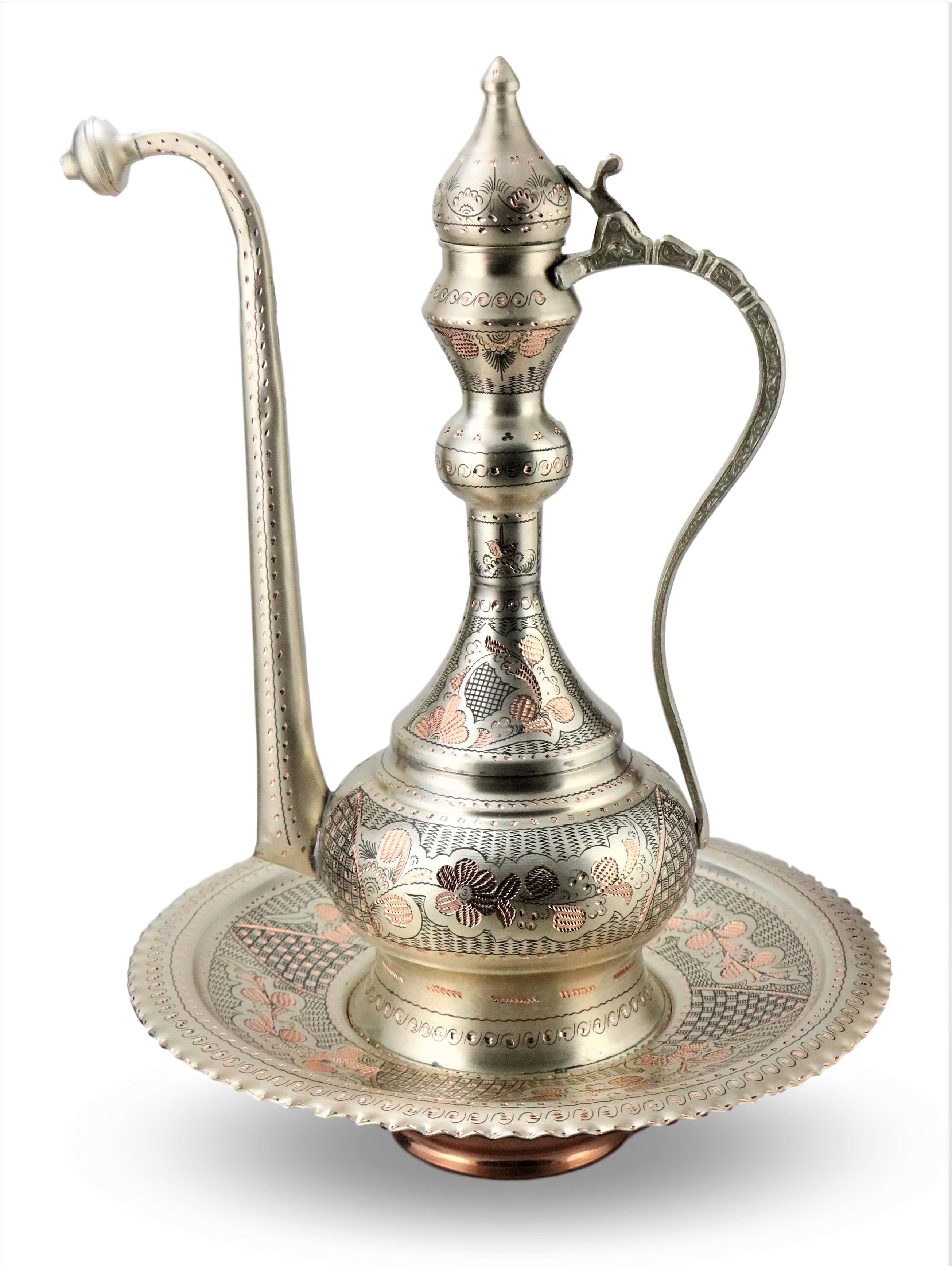 Gül Çiçek Hanedan Gümüşlü Bakır ibrik