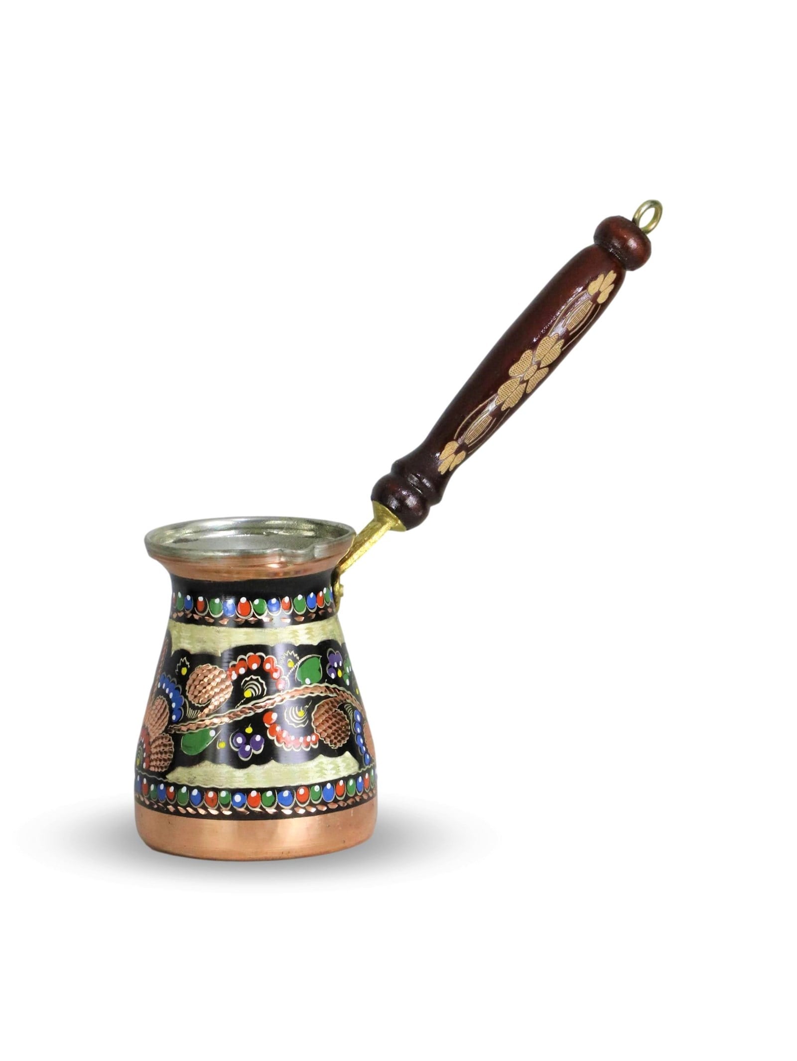 Copper Coffee PotSonay BakırcılıkGül Çiçek İşlemeli Bakır Cezve 400 ml