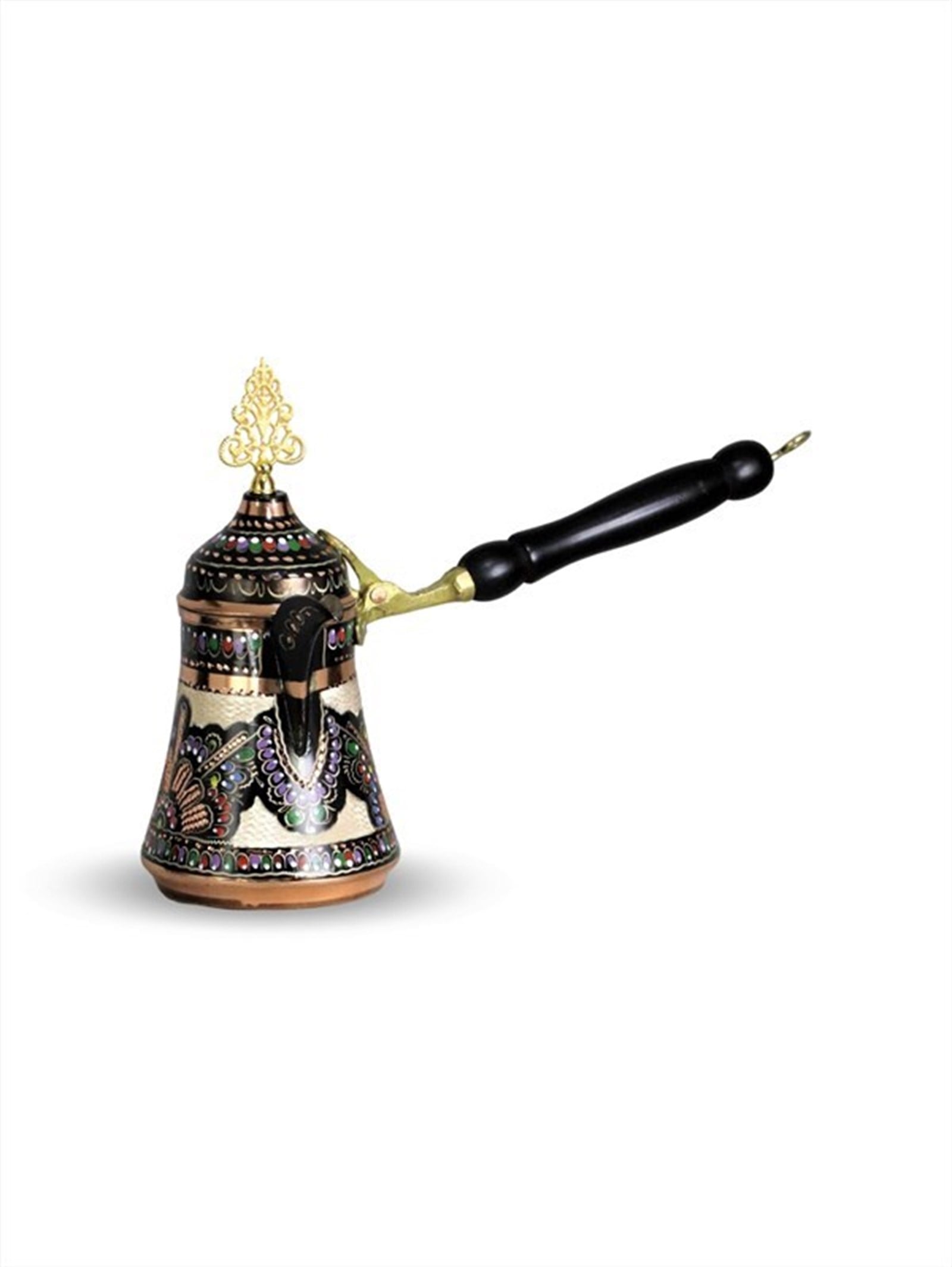 Copper Coffee PotSonay BakırcılıkGül Çiçek Mırra Bakır Tombik Cezve 300 ml