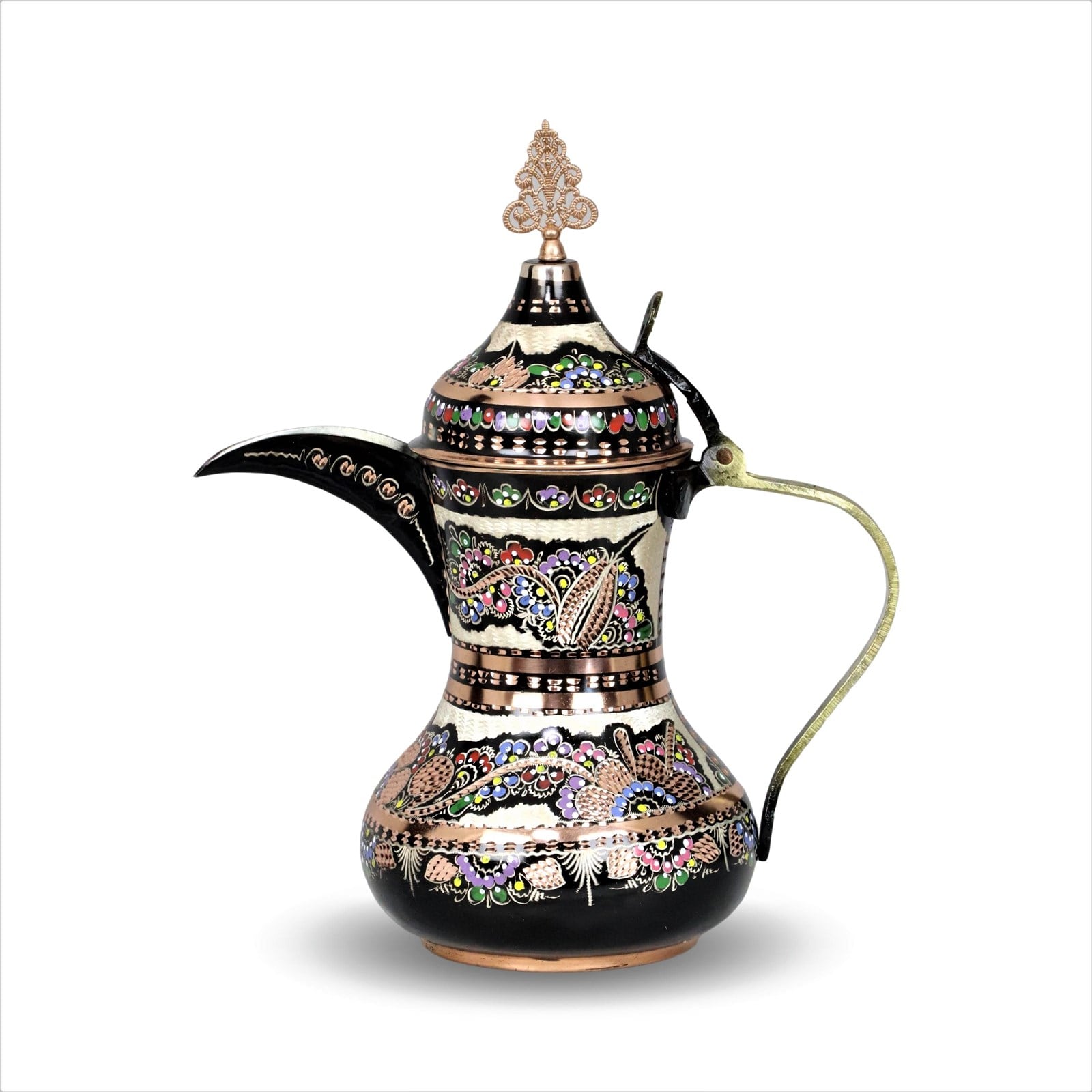 Copper TeapotSonay BakırcılıkGül Çiçek Mırra Büyük Boy Bakır Arap Çaydanlık Sütlük 1300 ml