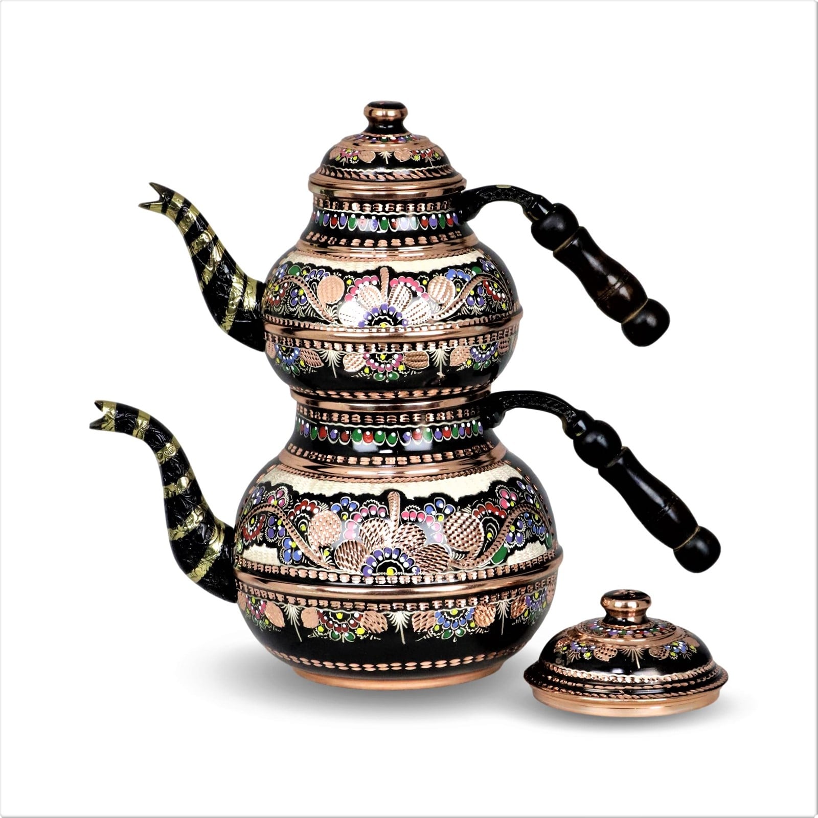 Bakır ÇaydanlıkSonay BakırcılıkGül Çiçek Özel Yapım 1,2 mm Kalın Bakır Çaydanlık