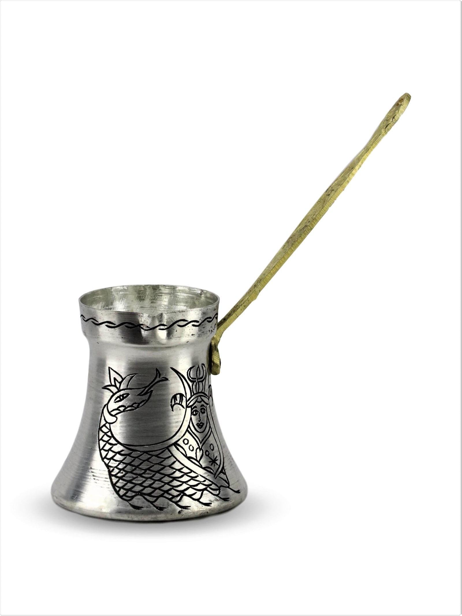 Bakır Cezve Sonay Bakırcılıkİşlemeli  Şahmaranlı Kalın Bakır Cezve 450 Ml