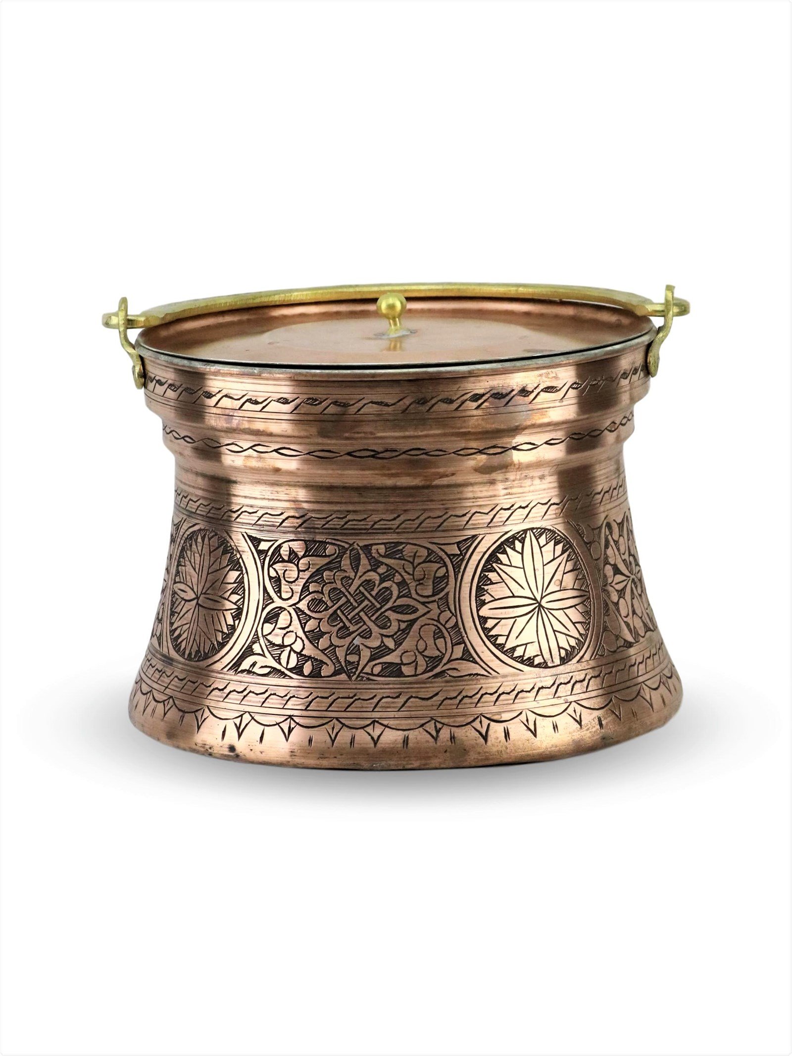 Copper BucketSonay Bakırcılıkİşlemeli Eskitme Yoğurt Bakır Bakraç 5 LT