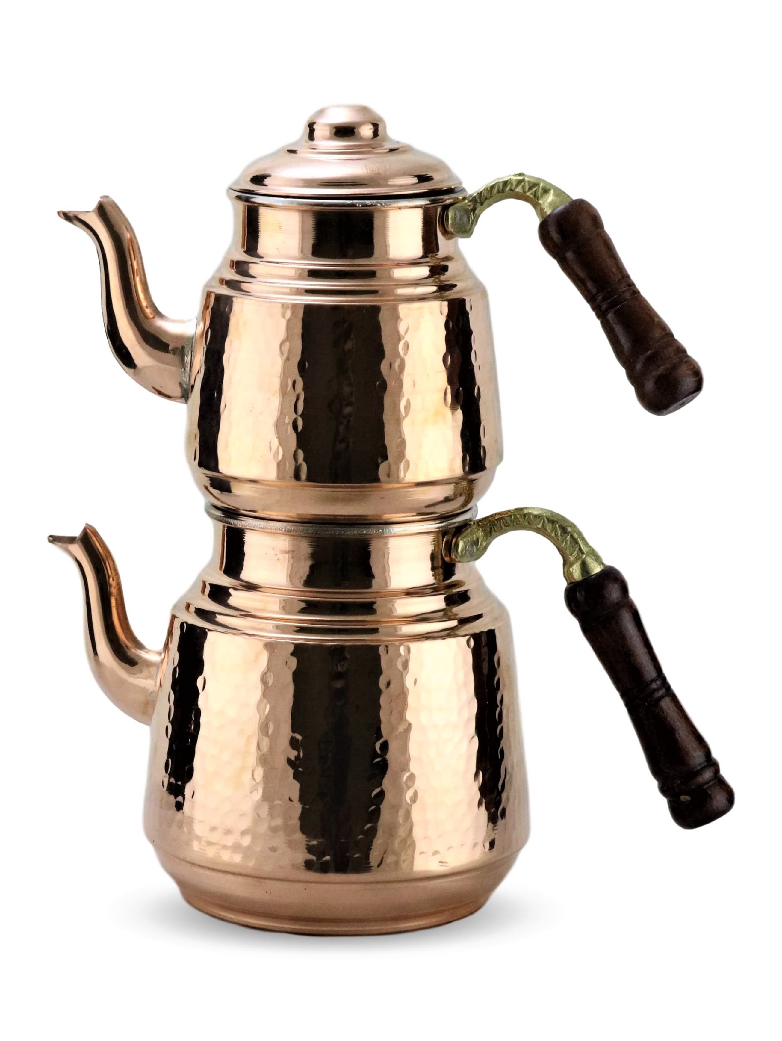 Klasik Dövme Bakır Çaydanlık