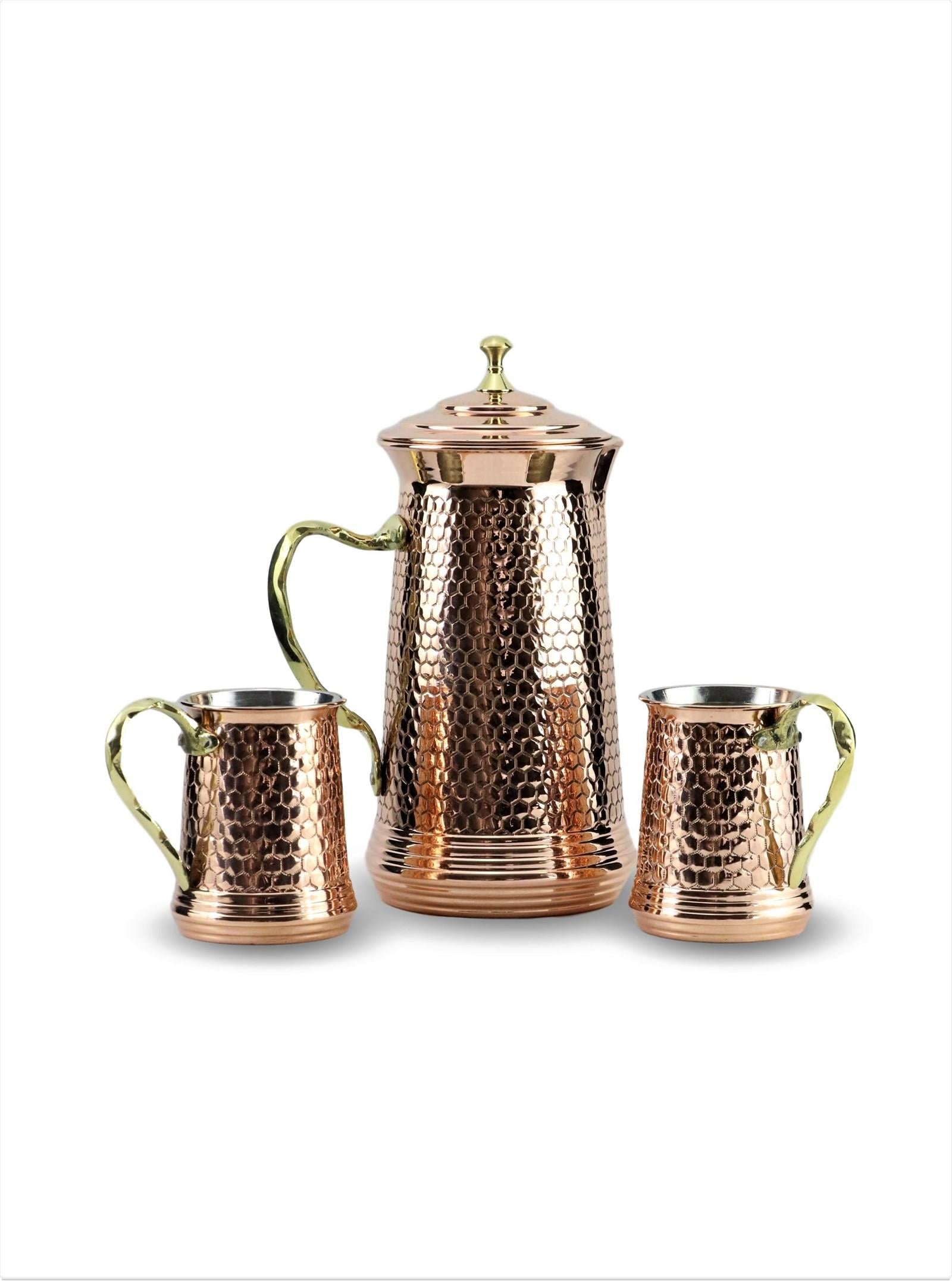 Copper JugSonay BakırcılıkPetekli Keski Kırmızı Bakır Sürahi