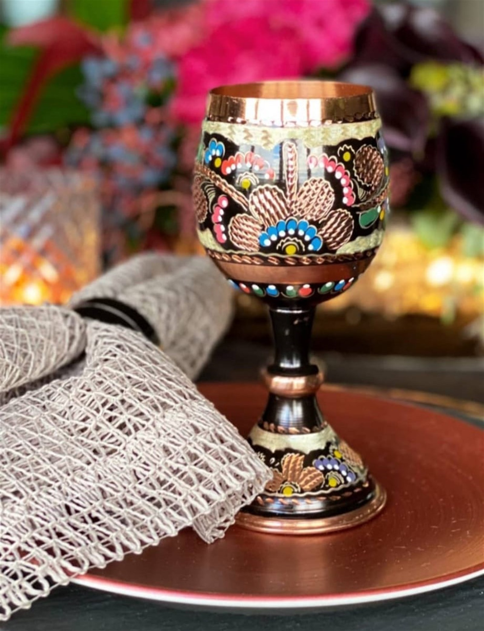 SONAYCOPPER Handmade Gift Copper Drinkware Goblet Set