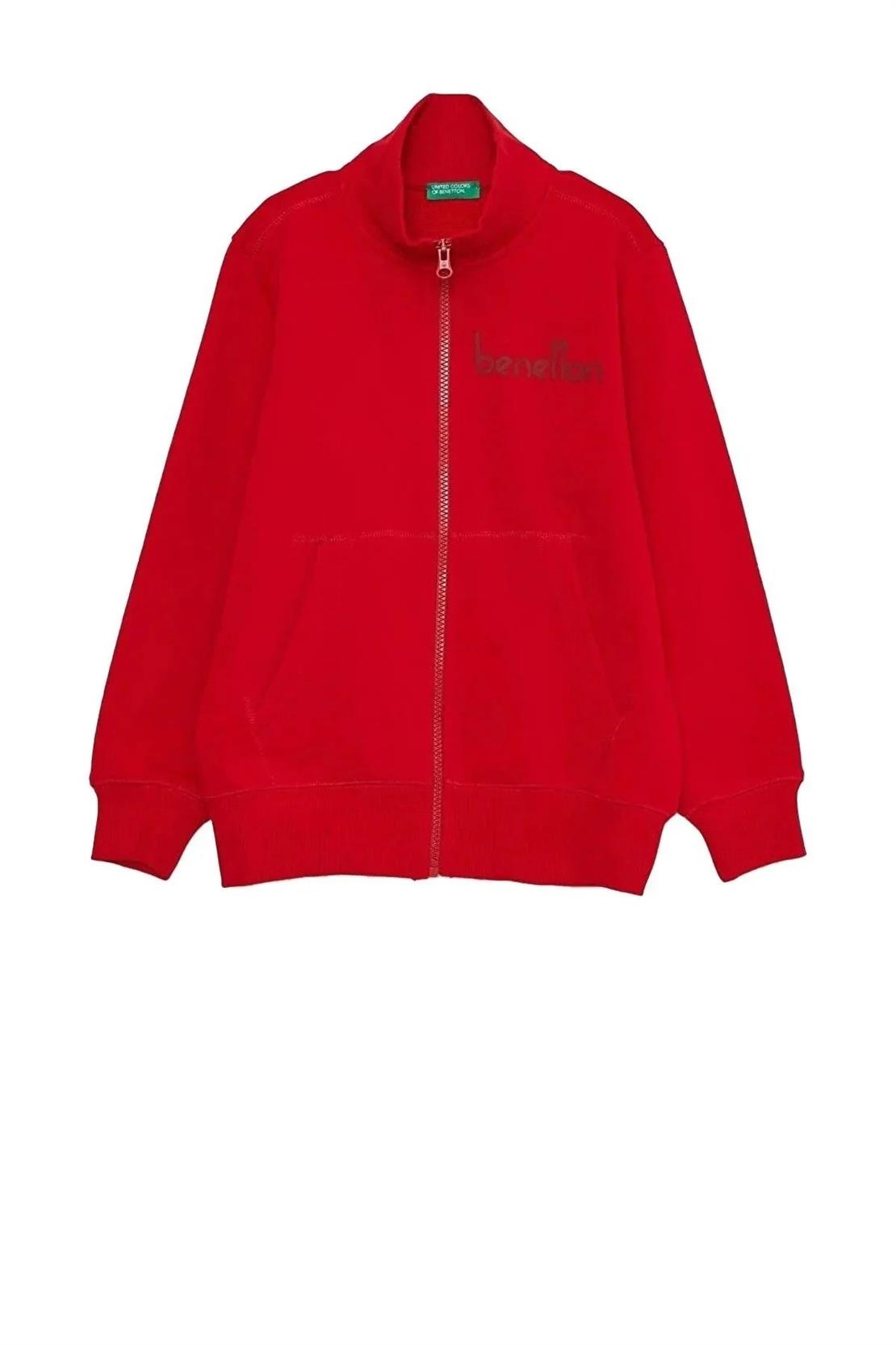 BENETTON E SMU UK_Benetton Yazılı Fermuarlı Sweatshirt
