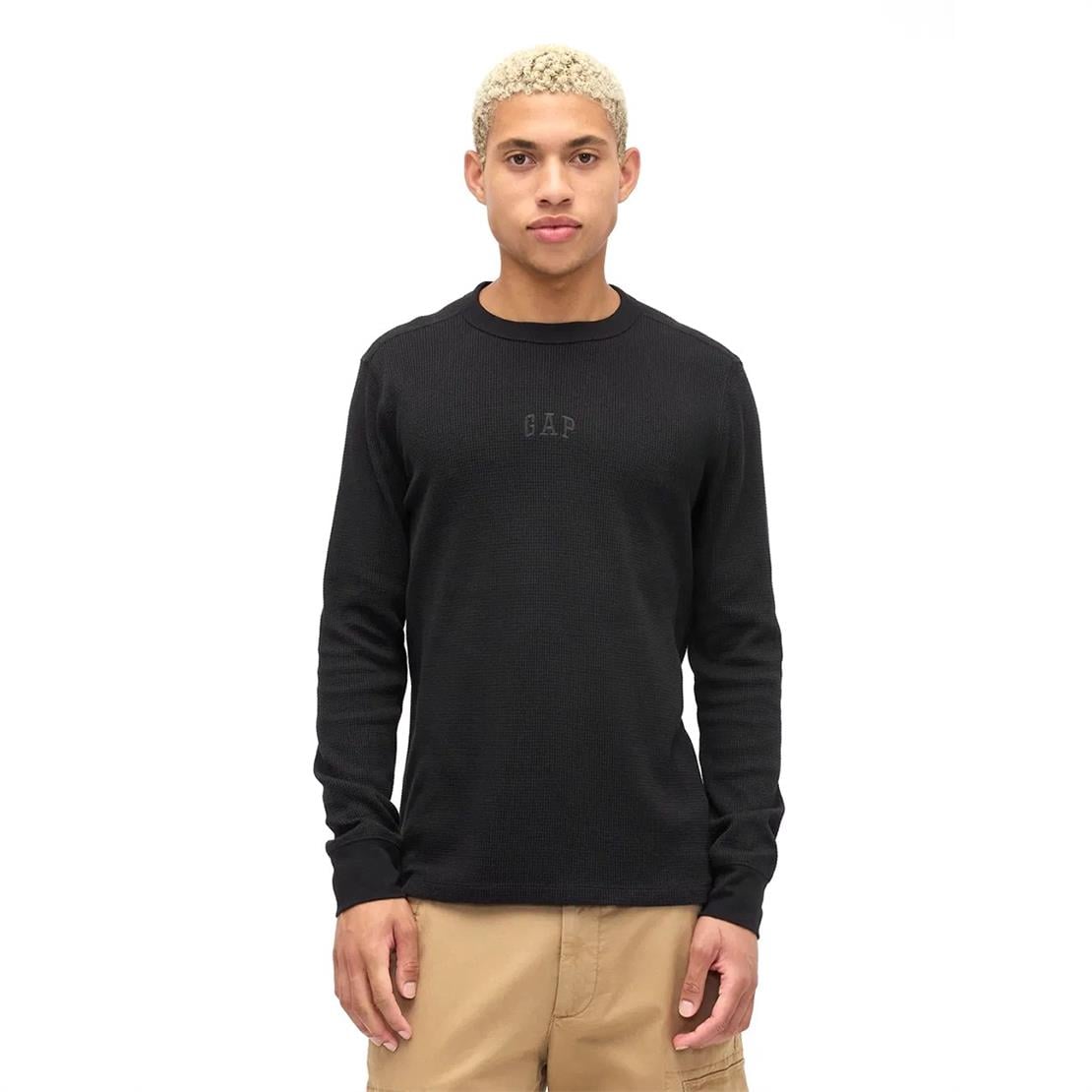 GAP V-FRCH LS WAFFLE MINI LOGO CREW Tişört Modeli ERKEK