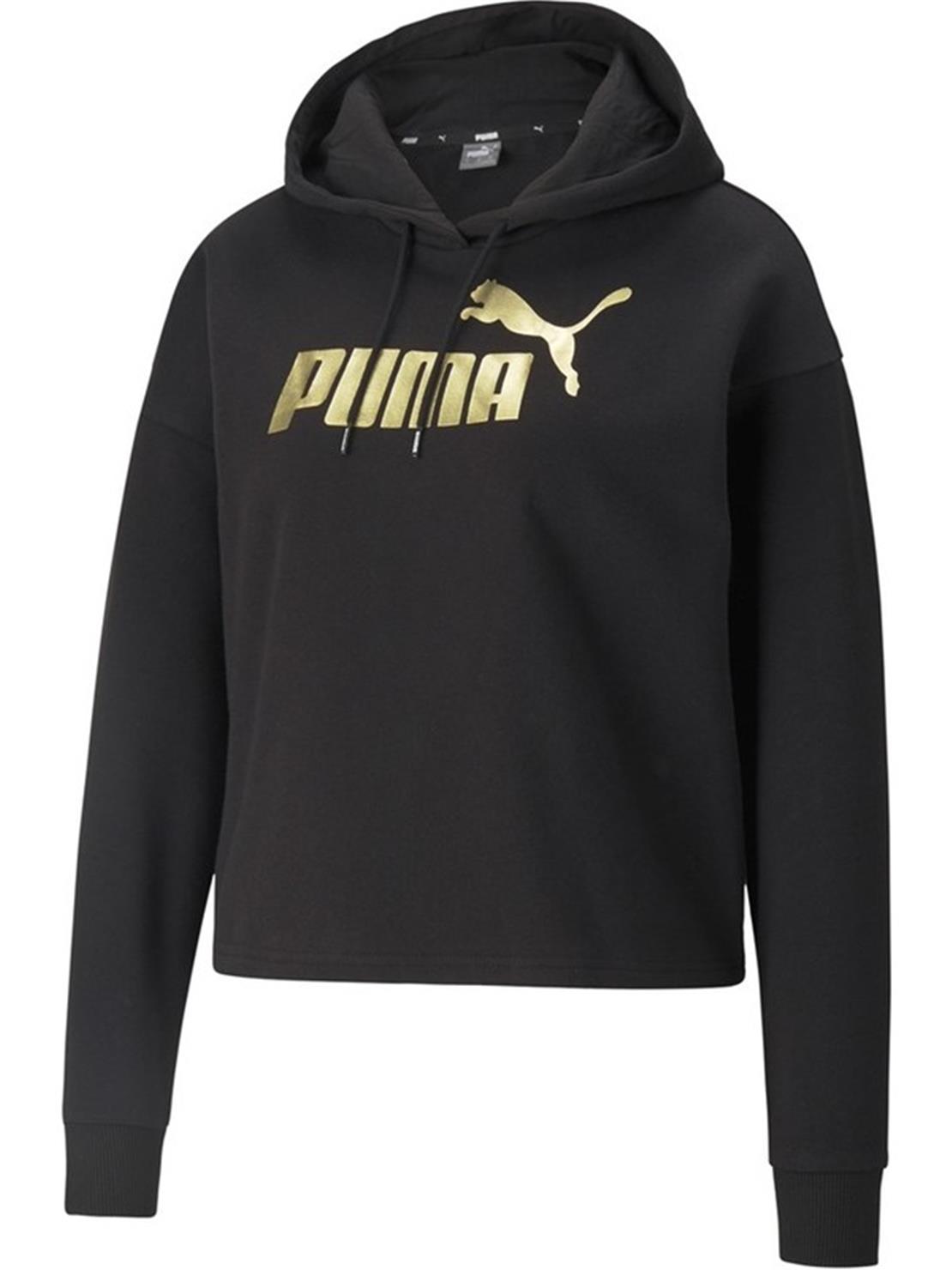 PUMA ESS+ Cropped Metallic Logo Hoodie FL Pum