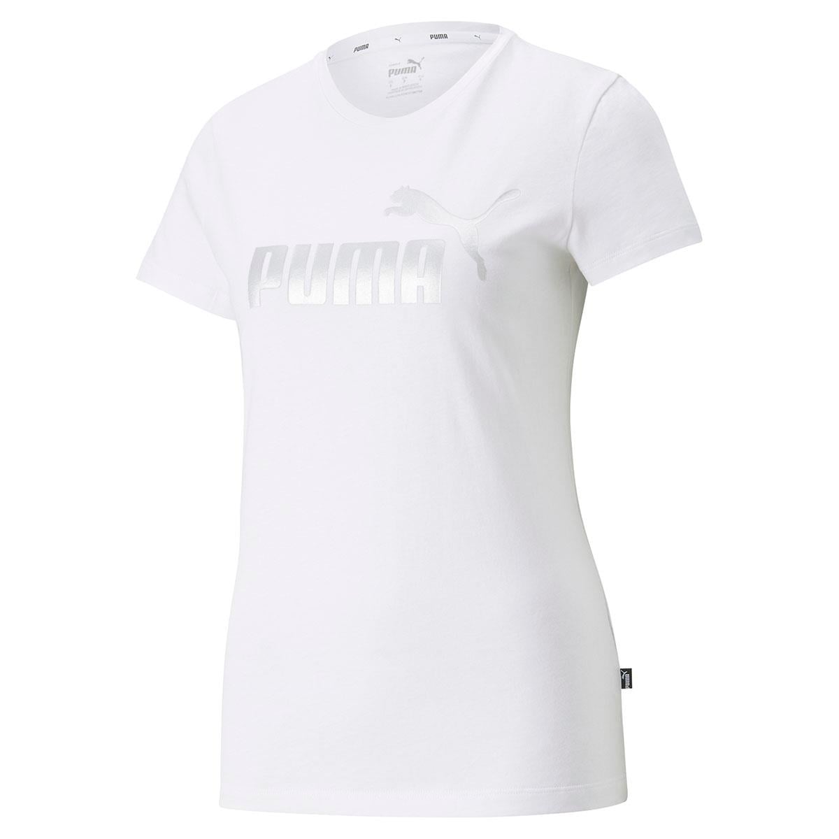 PUMA ESS+ Metallic Logo Tee Puma White-silver Tişört Modeli Tişört
