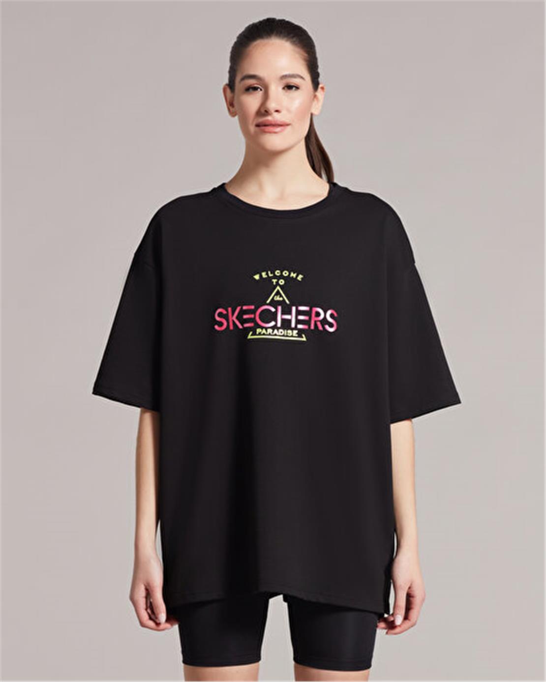 SKECHERS W Graphic Tee neon print Crew Neck T-Shirt