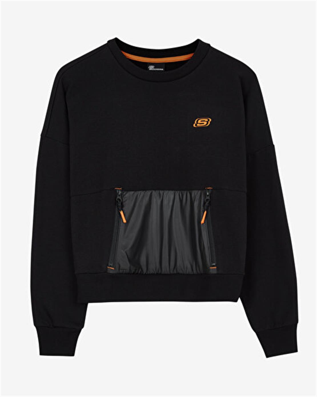 SKECHERS W LW Fleece Fabric Block Crew Neck Sweatshirt