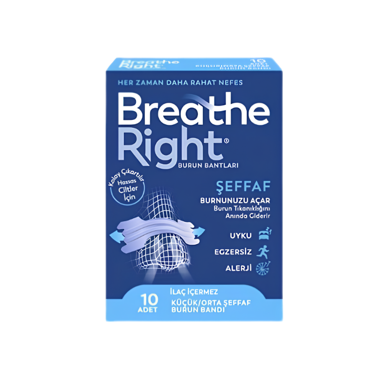Breathe Right Şeffaf Normal Boy 10 Flaster - Burun Sağlığı - Breathe Right