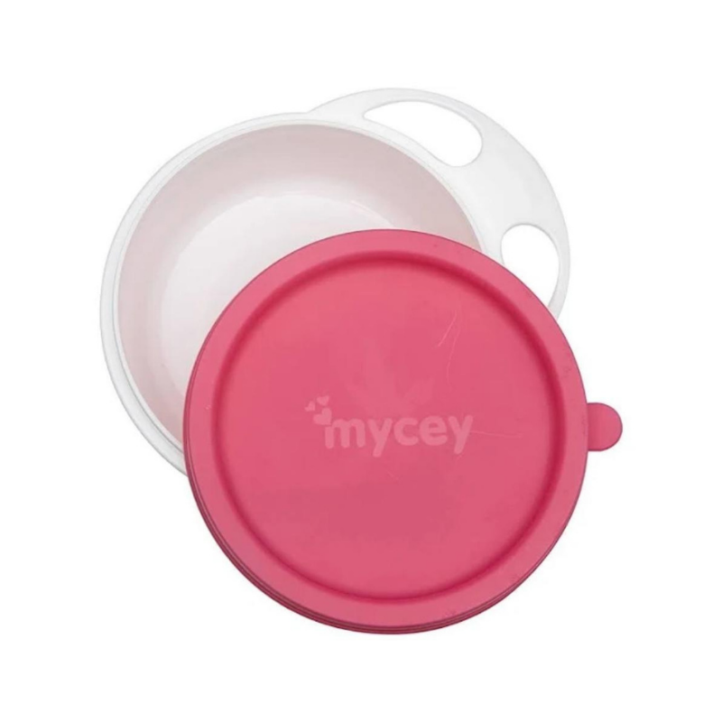 Mycey Kapaklı Mama Tabağı  6ay + Pembe - Bebek Beslenme Gereci - Mycey