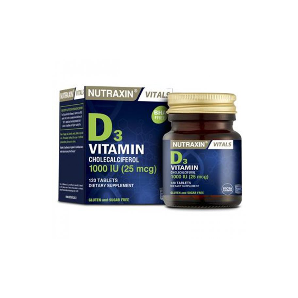 Nutraxin D3 Vitamin 1000 IU 120 Tablet - Vitamin-Mineral - Nutraxin
