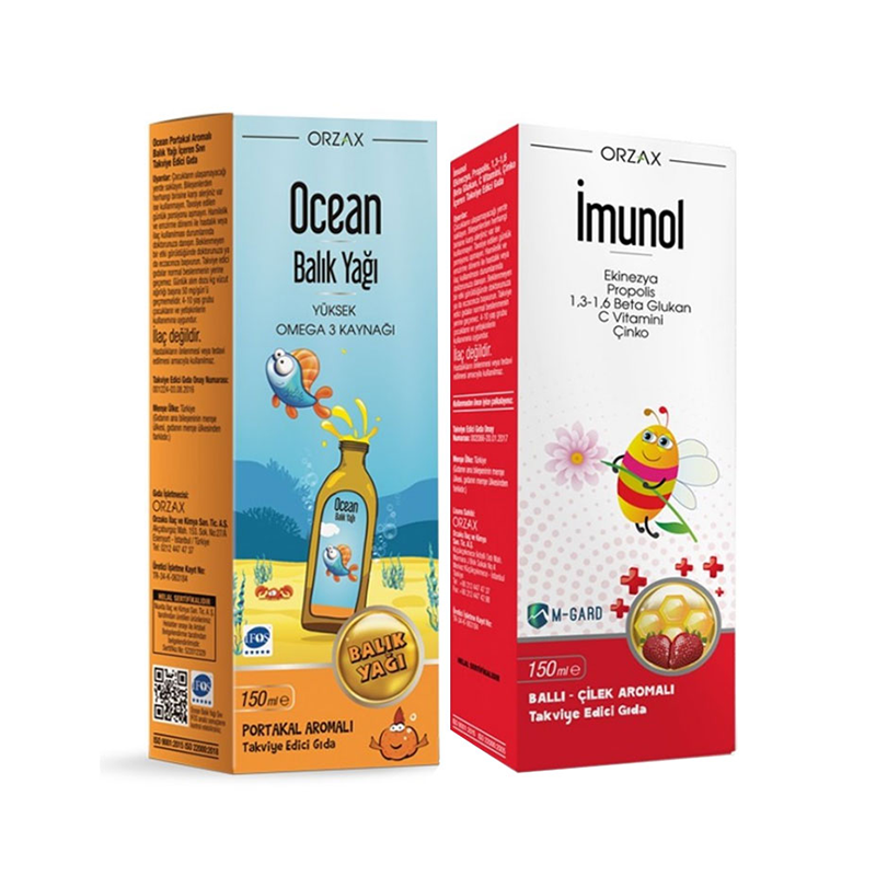 Orzax Ocean Balık Yağı 150 ml + İmunol Şurup 150 ml - Omega 3-Balık Yağı - Orzax