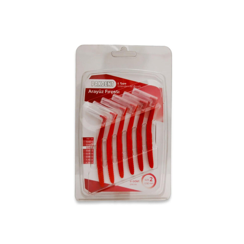 Pakdent Arayüz Fırçası 0,5 mm 6'lı L Tipi Kırmızı - Yeni ürünler - Diğer