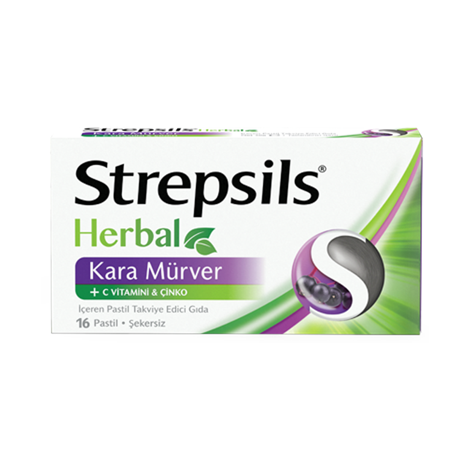 Strepsils Herbal Kara Mürverli 16 Adet Pastil -  -  