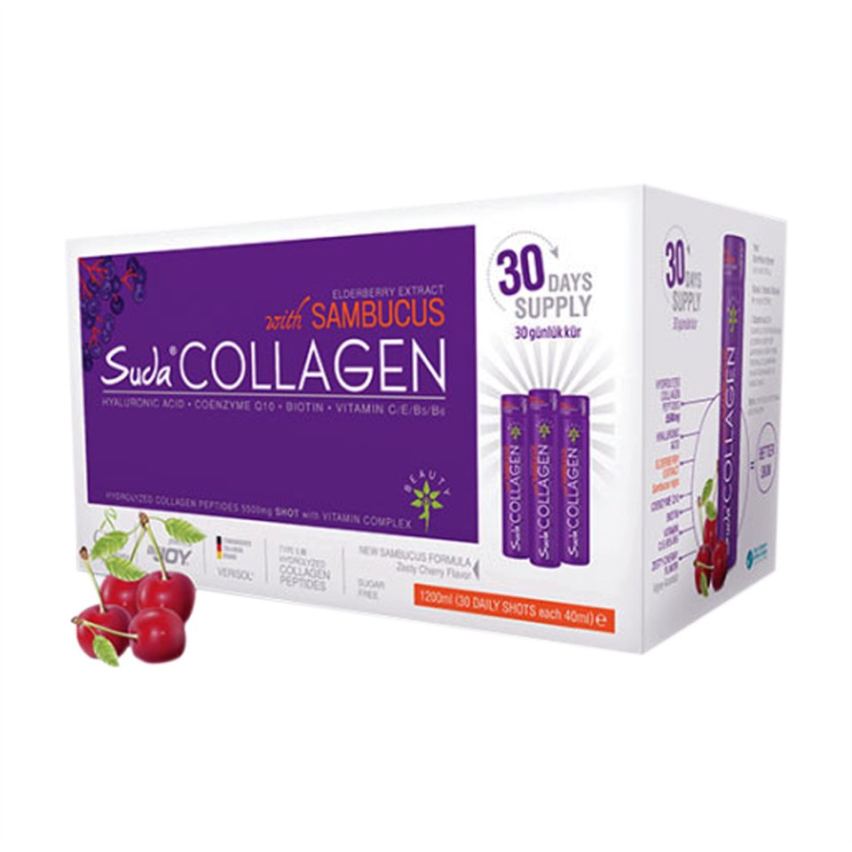 Suda Collagen Sambucus Vişne Aromalı 30 Shot - Kolajen - Suda Collagen