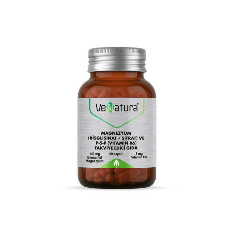 Venatura Magnezyum Bisglisinat + Sitrat ve P-5-P (Vitamin B6) 60 Kapsül - Yeni ürünler - Diğer