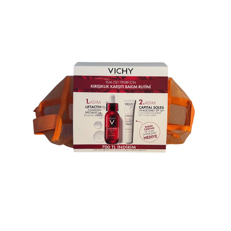 Vichy Liftactiv Collagen Specialist 16 Bonding Serum + Capital Soleil SPF50+ Güneş Kremi Çantalı Set - Yüz Serum - Vichy
