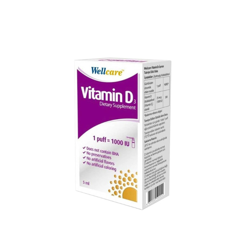 Wellcare Vitamin D3 1000 IU 5 ml Sprey - Yeni ürünler - Diğer
