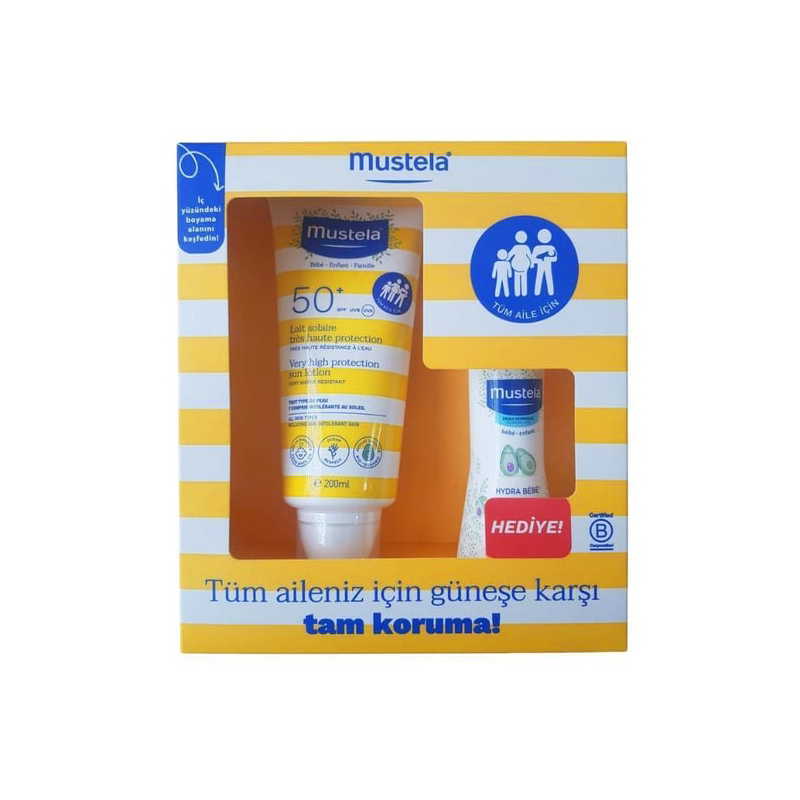 Mustela Güneş Losyonu Spf 50 200 ml + Vücut Losyonu 100 ml - Çocuk/Bebek Güneş Koruyucu - Mustela