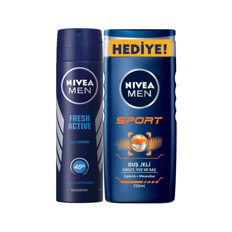Nivea Deo Sprey Fresh Active For Men 150 ml + Duş Jeli 250 ml - Yeni ürünler - Diğer