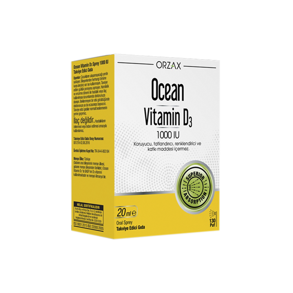 Ocean Vitamin D3 1000 lU Sprey 20 ml - Vitamin-Mineral - Orzax