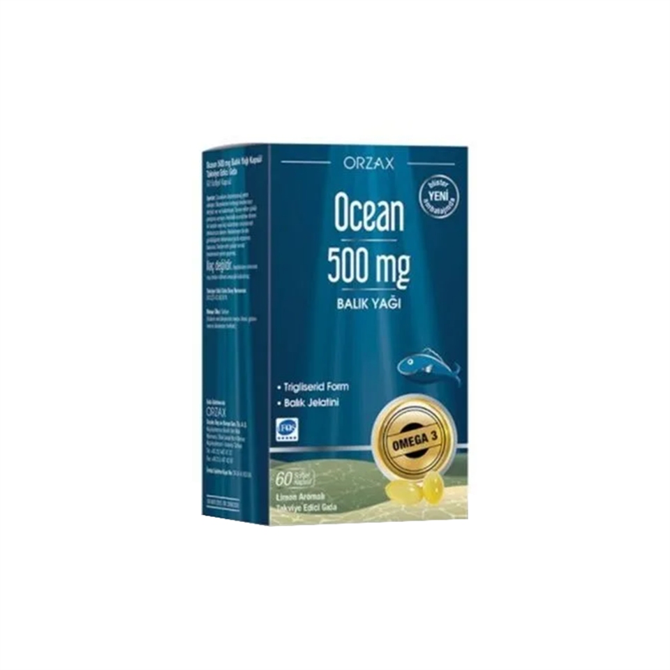Orzax Ocean 500 mg Balık Yağı 60 kapsül - Vitamin-Mineral - Orzax