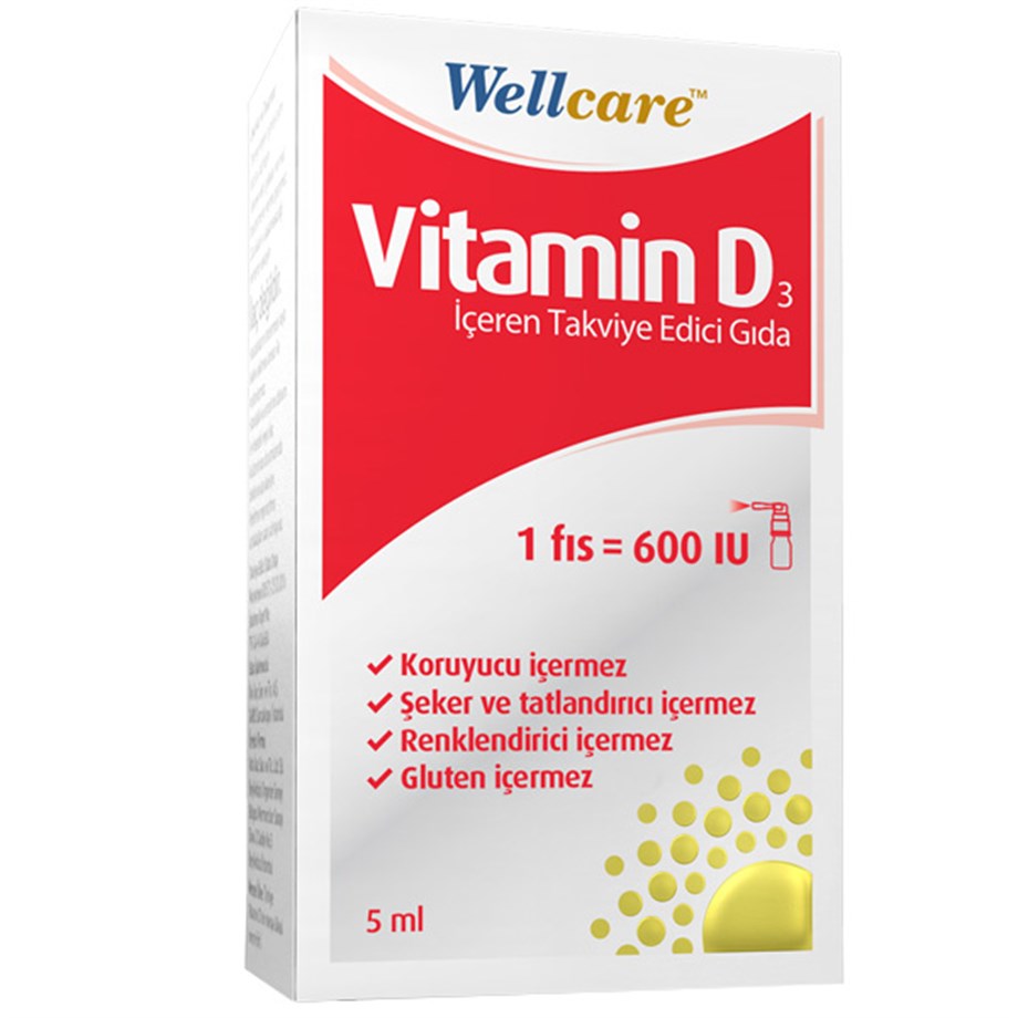 Wellcare Vitamin D3 600 Iu Sprey 5 ml - VİTAMİN/MİNERAL - Wellcare