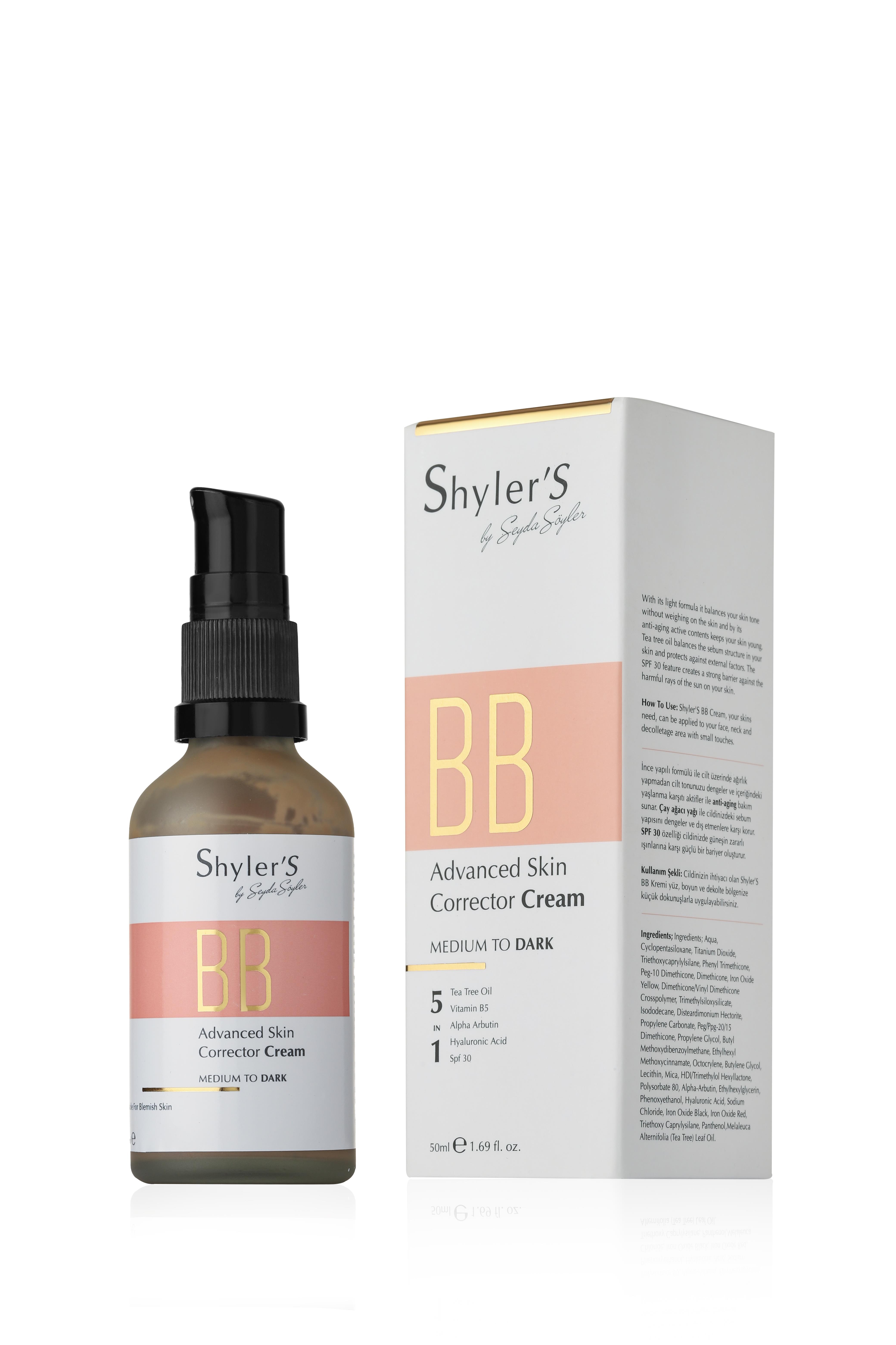 Shyler'S BB Krem Leke Ve Akne Önleyici Spf 30 50ML  Medium To Dark